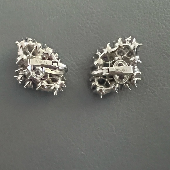 Trifari Clip On Earrings Crystals Vintage AS IS - Picture 5 of 6
